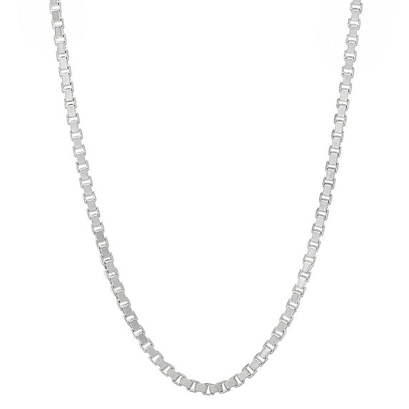 2.3mm Solid .925 Sterling Silver Square Box Chain Necklace + Bracelet Set, 26" (Necklace) + 9" (Bracelet)