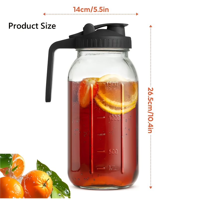 2/3pcs 64oz Mason Jar Pitcher - Double Leak Proof Glass Pitcher with ...