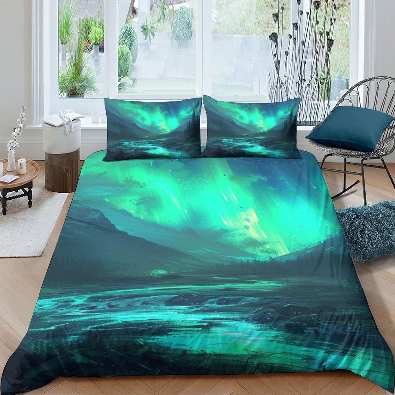 2/3pcs Bedding Cover Set 3D Aurora Printed Doona Cover Quilt Cover Set