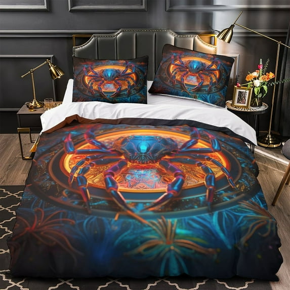 2/3pcs Bedding Set 3D Spider Printed Comforter Cover Pillowcase Boy Man Cool Bedroom Decor,California King (98"x104")