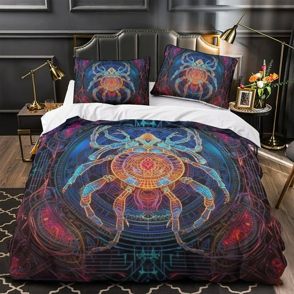 2/3pcs Bedding Set 3D Spider Printed Comforter Cover Pillowcase Boy Man Cool Bedroom Decor,Full (80"x90")