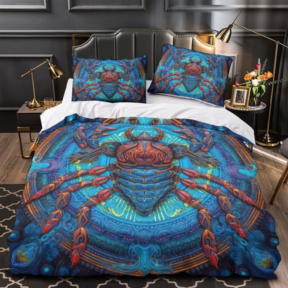 2/3pcs Bedding Set 3D Spider Printed Comforter Cover Pillowcase Boy Man Cool Bedroom Decor,Full (80"x90")