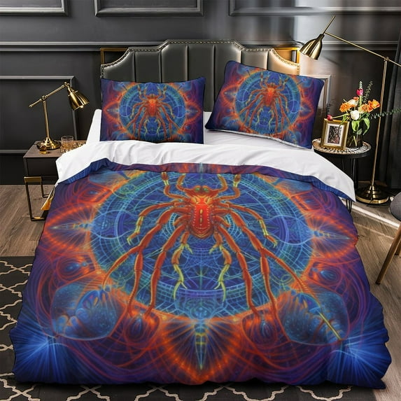 2/3pcs Bedding Set 3D Spider Printed Comforter Cover Pillowcase Boy Man Cool Bedroom Decor,Full (80"x90")
