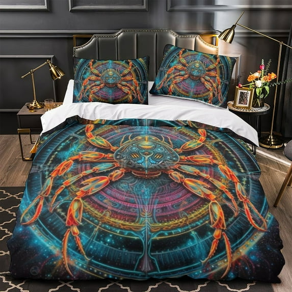 2/3pcs Bedding Set 3D Spider Printed Comforter Cover Pillowcase Boy Man Cool Bedroom Decor,King (90"x104")