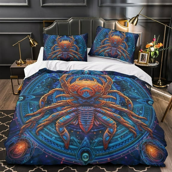 2/3pcs Bedding Set 3D Spider Printed Comforter Cover Pillowcase Boy Man Cool Bedroom Decor,Queen (90"x90")