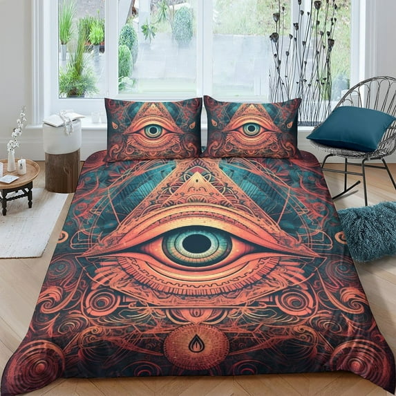 2/3pcs Bedding Set All-seeing Eye Printed Comforter Cover Set Adult Newly Design Bedspreads,Full (80"x90")