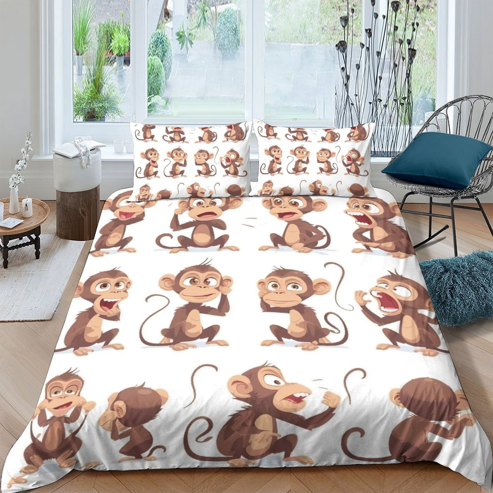 2/3pcs Bedding Set Fashion Design Monkey Printed Comforter Cover Set ...