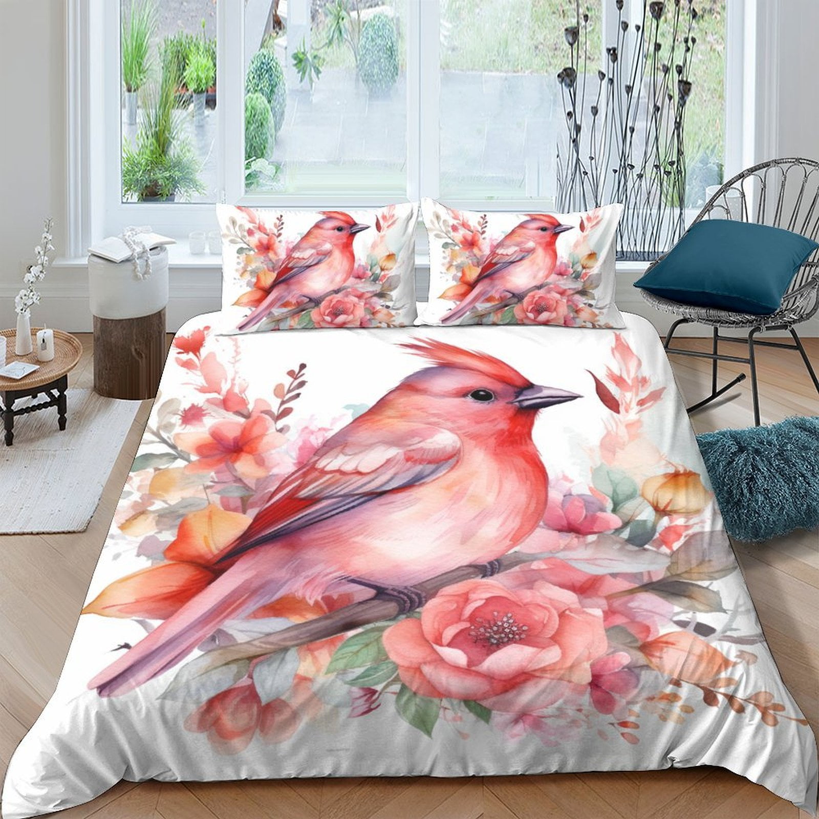 Picture of 2/3pcs Bedding Set Flower and Bird Printed Comforter Cover Adult Home ...