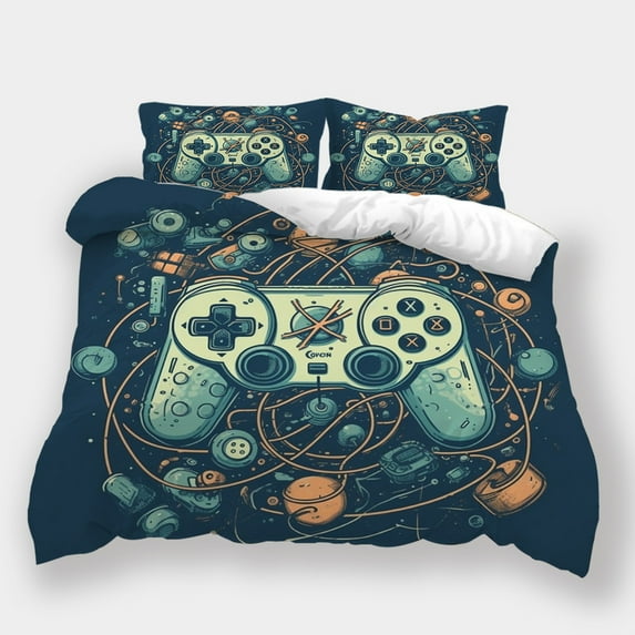 2/3pcs Bedding Set Game Controller Printed Bedspreads Kids Adult High Quality Duvet Cover Set,King (90"x104")