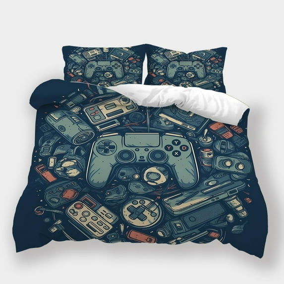 2/3pcs Bedding Set Game Controller Printed Bedspreads Kids Adult High Quality Duvet Cover Set,Queen (90"x90")