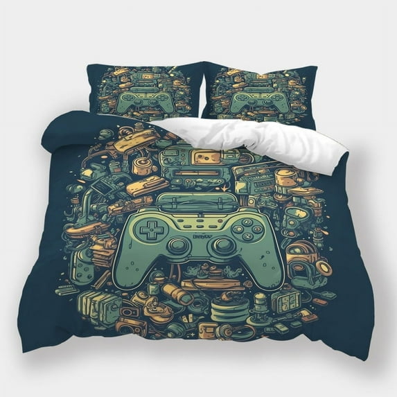 2/3pcs Bedding Set Gamepad Printed Teen Adult Fashion Design Home Textiles Bedspreads,California King (98"x104")