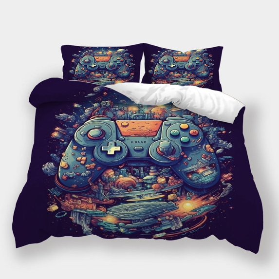 2/3pcs Bedding Set Gamepad Printed Teen Adult Fashion Design Home Textiles Bedspreads,California King (98"x104")