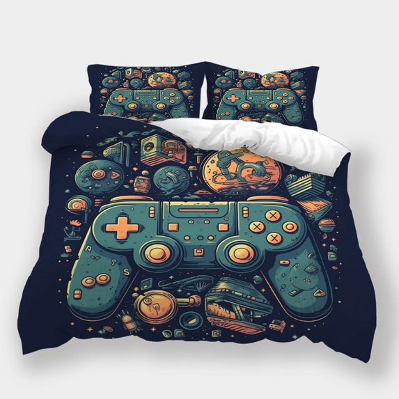 2/3pcs Bedding Set Gamepad Printed Teen Adult Fashion Design Home Textiles Bedspreads,Full (80"x90")