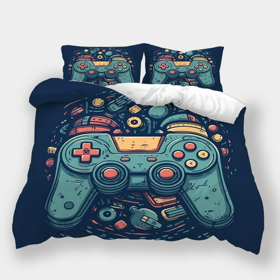 2/3pcs Bedding Set Kids Adult Fantasy Gamepad Printed Bedspreads Duvet Cover Set for Gamers,California King (98"x104")