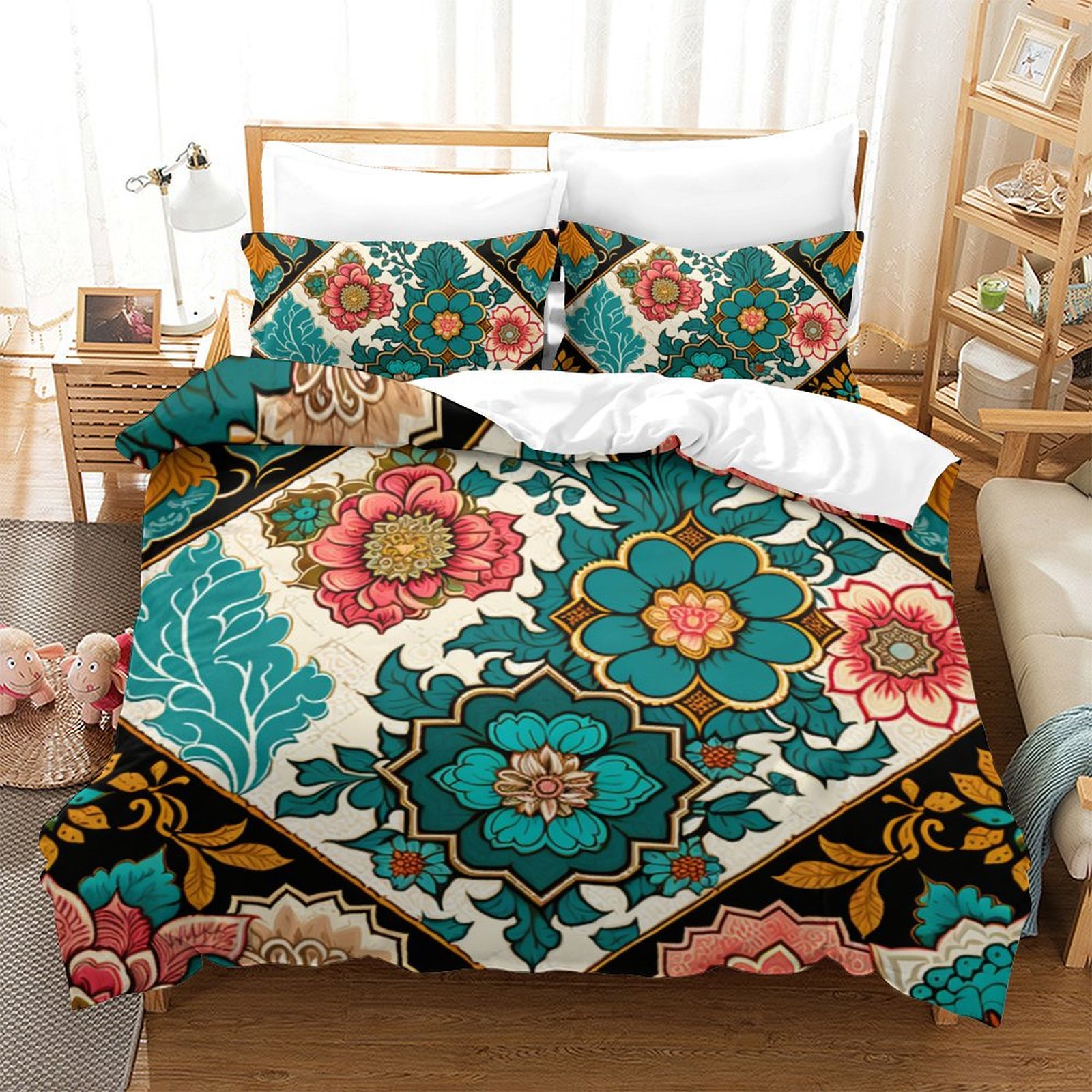 2/3pcs Bedding Set Paisley Flower Printed Duvet Cover Pillowcase Luxury