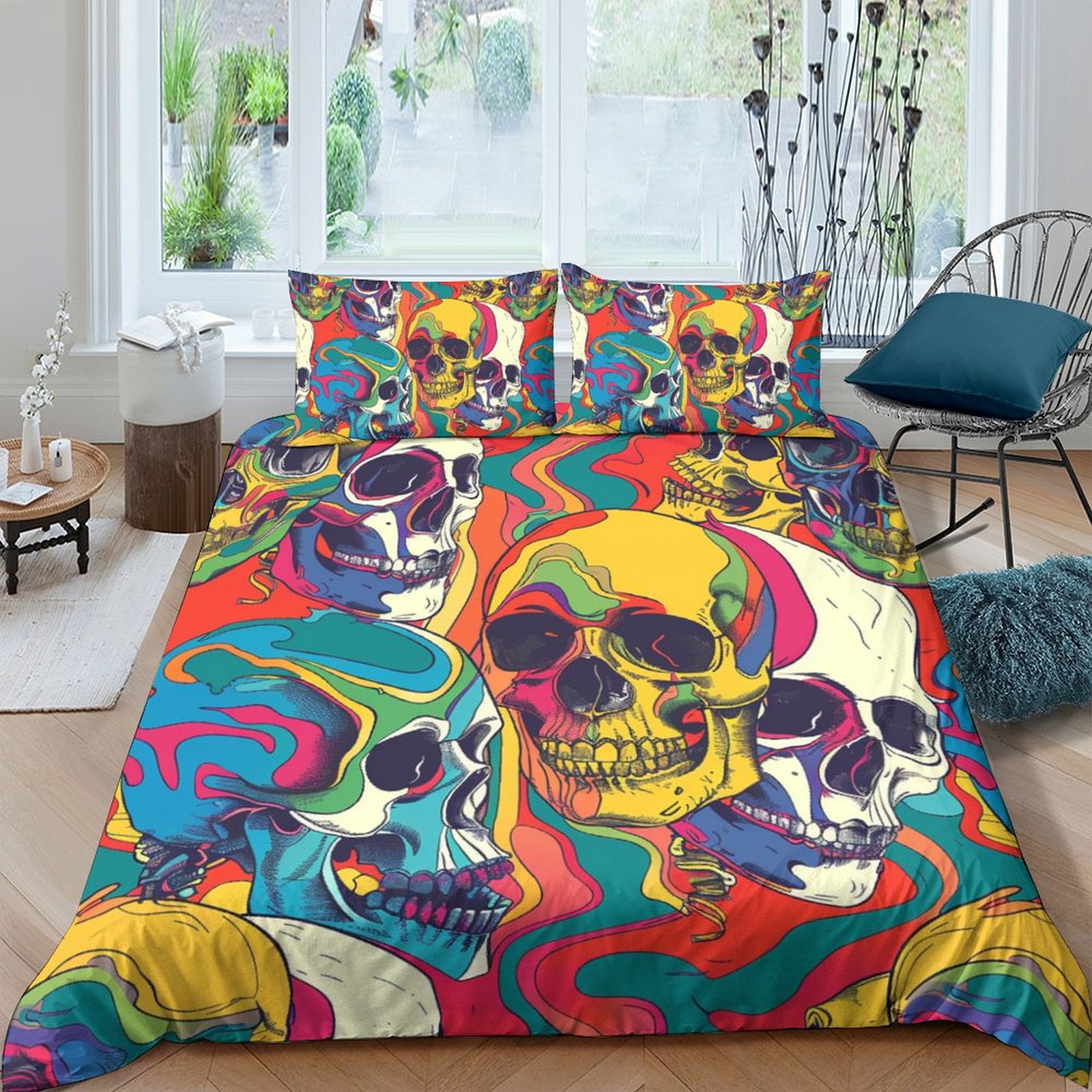 2/3pcs Bedding Set Skull Printed Bedspreads Unique Design Home Textiles ...