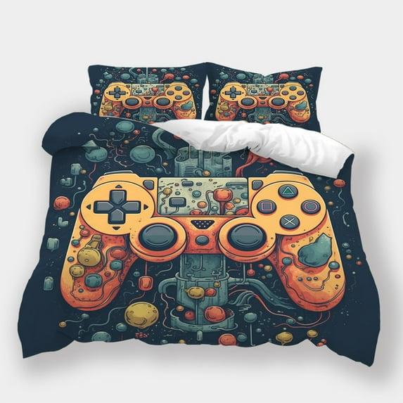 2/3pcs Bedding Suit Game Comtroller Printed Bedspreads Teenager Fantasy Comforter Cover Set,King (90"x104")