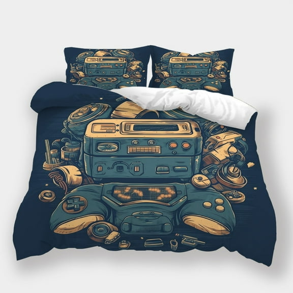 2/3pcs Duvet Cover Set 3D Gamer Handle Printed Bedspreads Boys Men Fashion Bedroom Decor,Queen (90"x90")