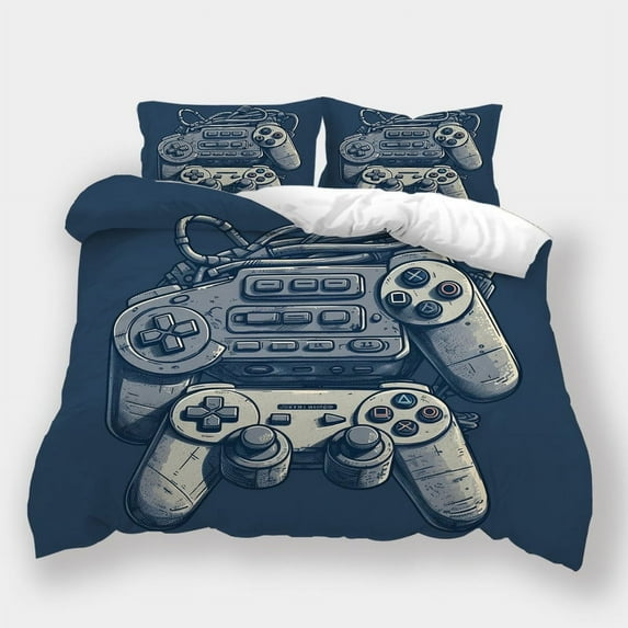 2/3pcs Duvet Cover Set Gamepad Printed Bedspreads Children Cartoon Cool Bedroom Decor,Twin (68"x86")