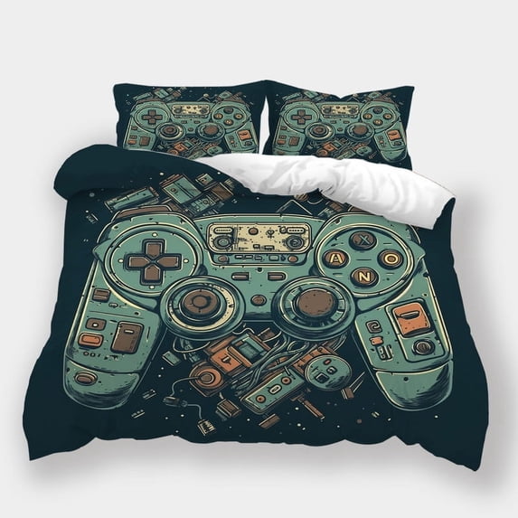 2/3pcs Duvet Cover Set Gamepad Printed Bedspreads Teen Adult Home Dormitory Bedding Set,Twin (68"x86")