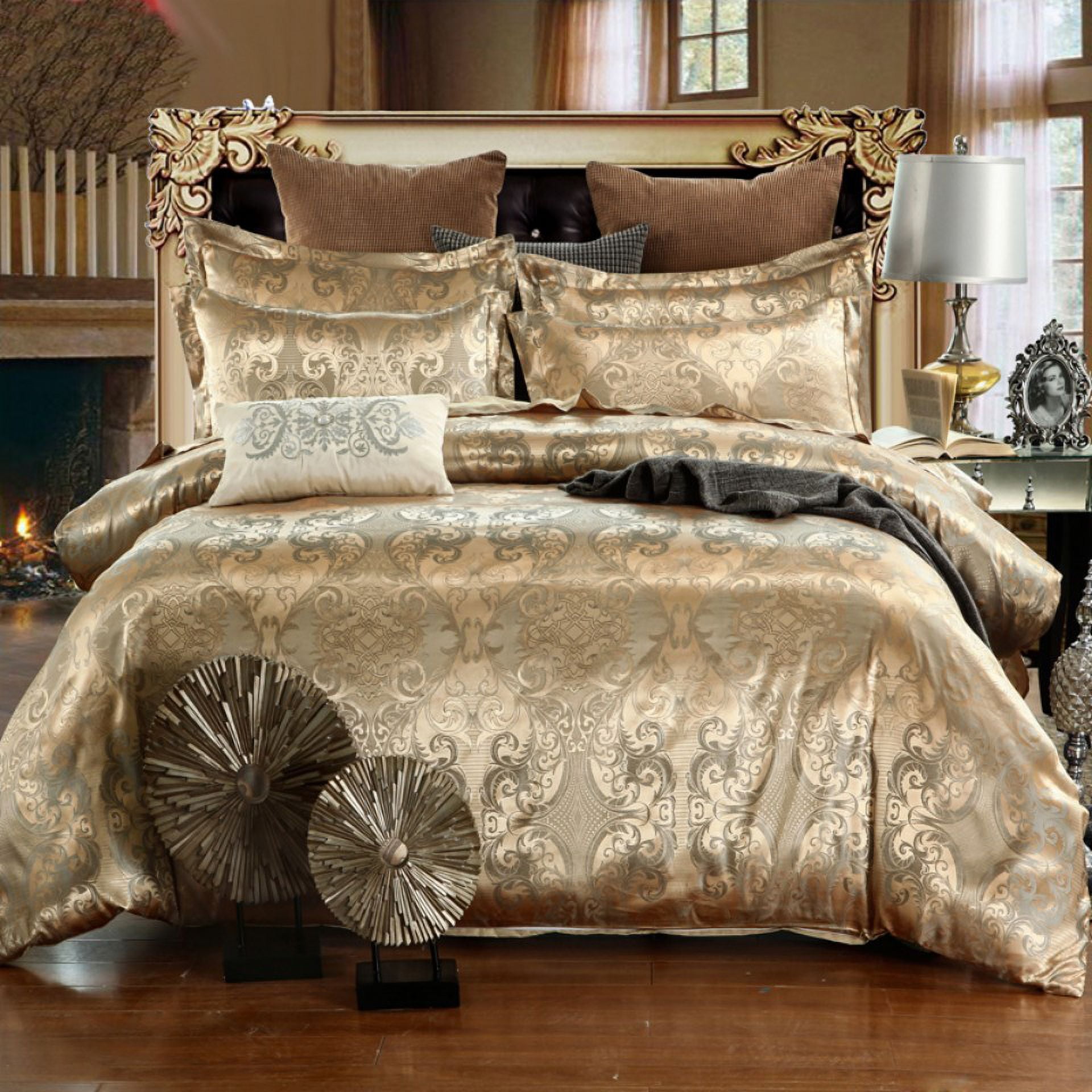 2 3pcs Duvet Cover Set, Jacquard Golden Bedding Set, Soft Comfortable 