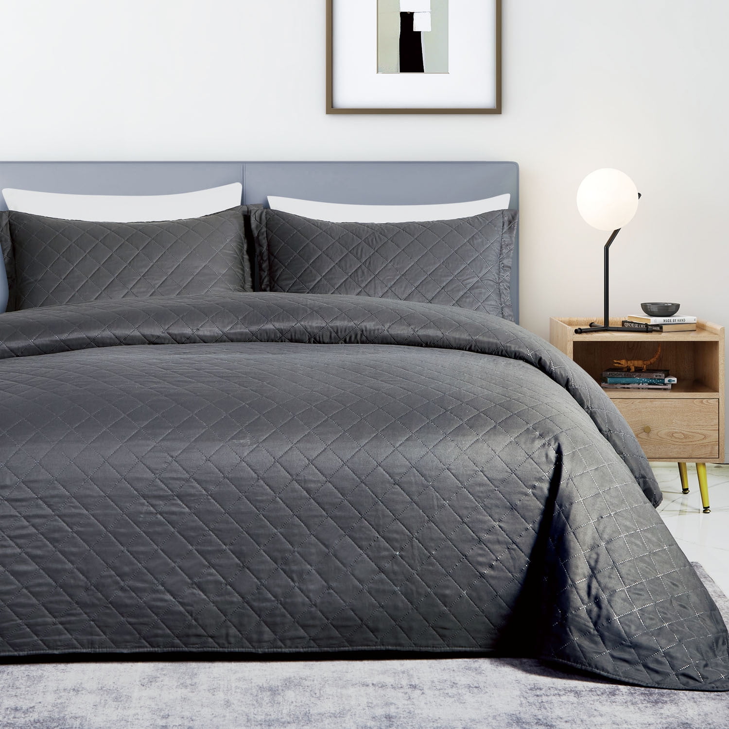 2/3pcs Solid Color Bedspread Set (1 Bedspread + 1/2 Pillowcase Cover