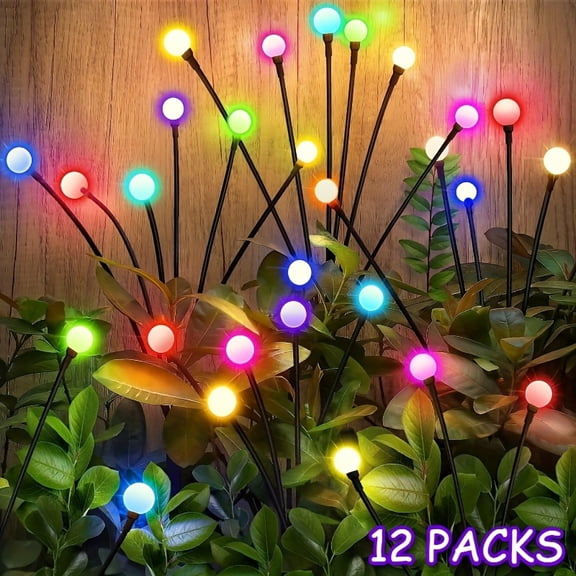 2/4/12‑Pack Solar Firefly Swaying Stake Lights,10 LED IPX4 Waterproof Flexible Wire Outdoor Lights,Decorative Lighting for Yard,Garden,Patio,Halloween,Christmas and Valentine's Day Holiday Decor