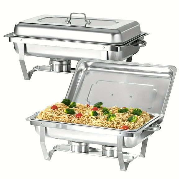 2/4/5/6/7/8/9/10 Packs 8QT Full Size Stainless Steel Chafing Dishes, Buffet Warmer Set for Parties, Weddings, Banquets