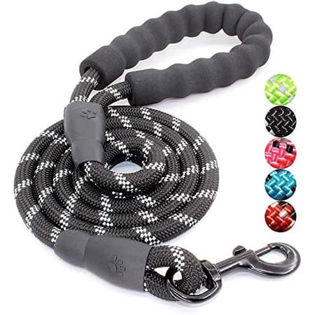 2/4/5/6 FT Dog Leash with Comfortable Padded Handle and Highly Reflective Threads for Small Medium and Large Dogs (4FT-1/2", Black) (Black, 4ft)