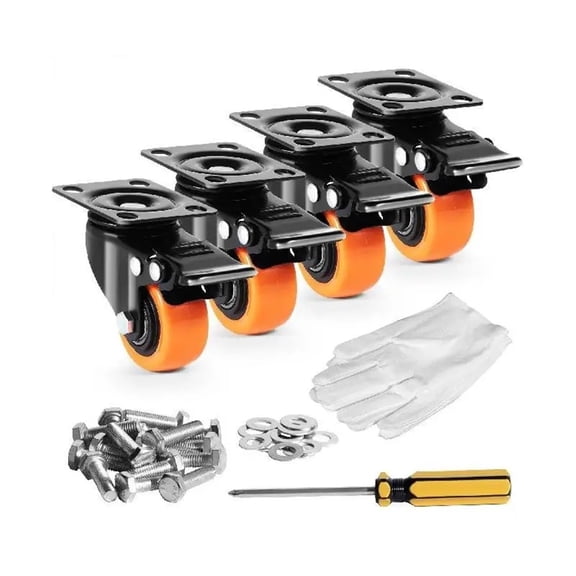2/4/5-inch Swivel Plate Casters Set Of 4 With Security Dual Locking PVC Caster Wheels For Cart Furniture Workbench ,Quiet and Smooth