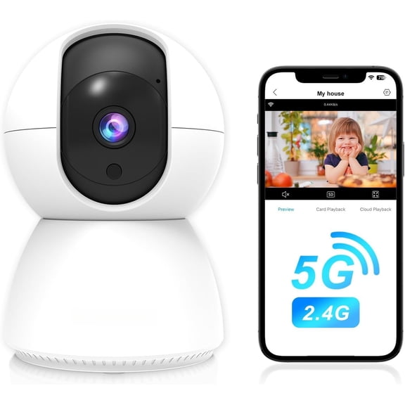 2.4&5GHz WiFi Indoor Camera,/3MP Camera for , 355? Pan/Tilt Pet Cam, IR Night Vision , 2-Way Audio, Motion , Cloud & SD Card Storage