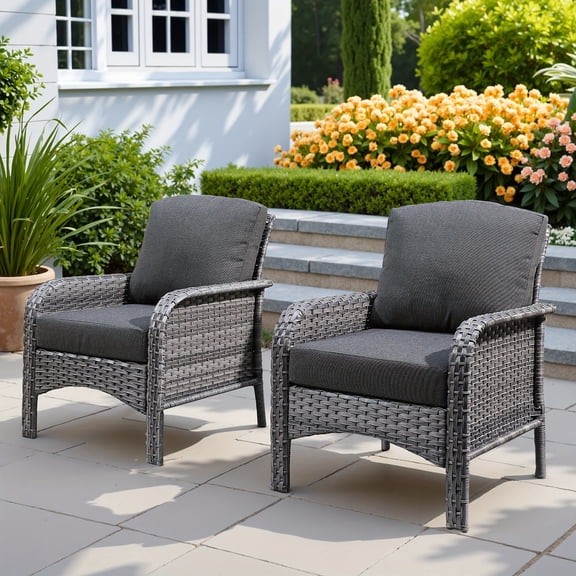 2/4/5pcs All-Weather PE Wicker Outdoor Patio Furniture Sectional Conversation Set with Swivel Rocking Chairs,Loveseat Sofa,Coffee Table & Side Table - Cushioned Seats,Hand-Woven Rattan for Backyard