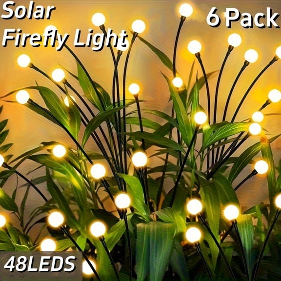 2 4 6 12Pcs 8-Head LED Solar Firefly Lights, Motion Swaying Lights, Dusk to Dawn Sensor, Metal Plastic, Waterproof Garden Decor for Yard, Pathway Patio
