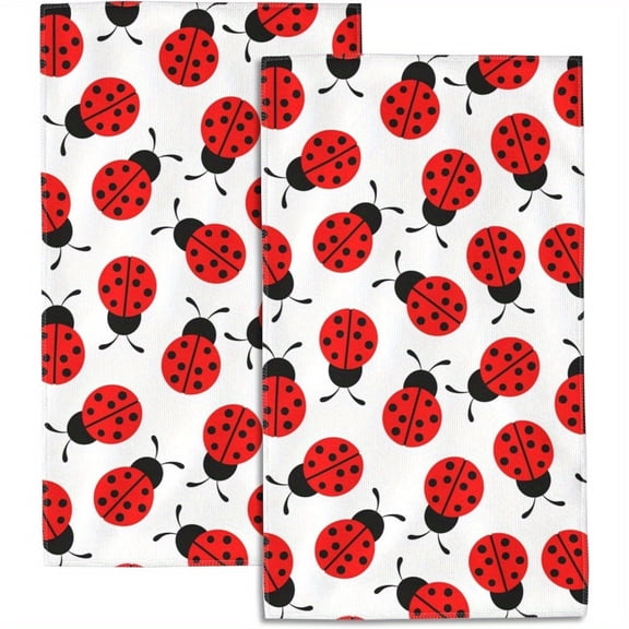 2/4/6/12pcs Cute Red Ladybug Kitchen Towels Quick Dry Hand Towels Absorbent Kitchen Dishcloth Suitable For Bathrooms,Kitchens, Spas, Gyms, Hotels Gift For Birthdays, Housewarmings, And Holidays
