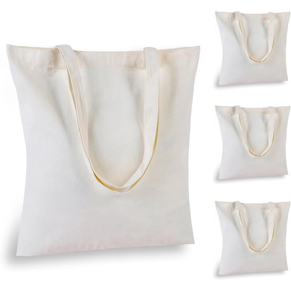 2 | 4 | 6 | 7 | 14 | 18 Pcs Canvas Tote Bags, Natural Color Tote Bags 15 x 16 inch Sustainable Eco Friendly reusable, For Grocery Bags, DIY Gift Bags, Shopping Bags (18 Pcs Natural Colour)