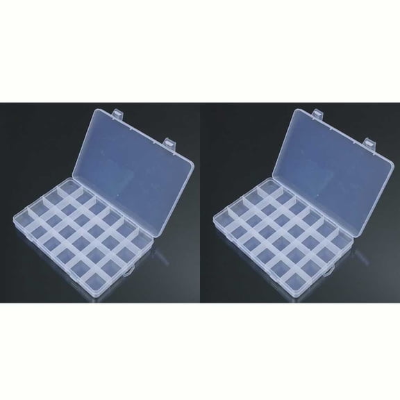 2/4/6/8/10 Packs 24 Grid Plastic Compartments Jewelry Organizer Storage Box Case