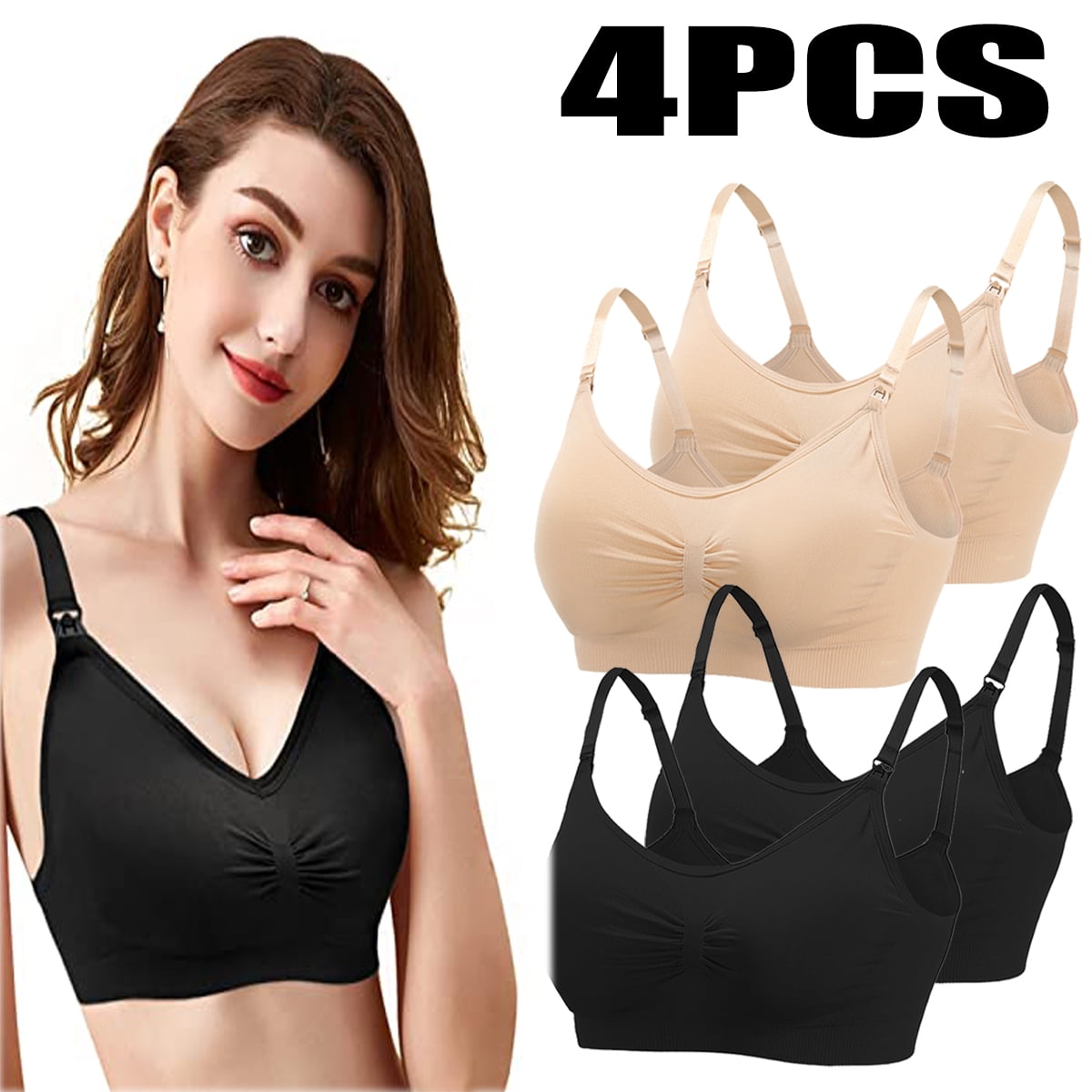 2/4/6/8/10Pieces Nursing Bra, Breastfeeding Mom Breast Pumping Bra Seamless  Nursing Bra Nursing Underwireless Underwear