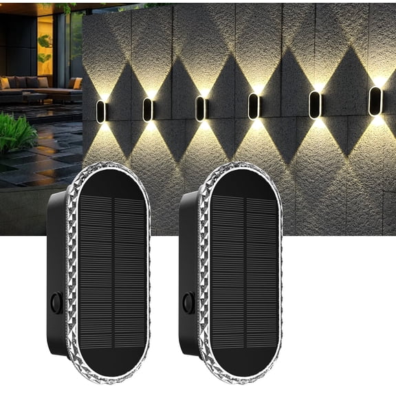 2/4/6/8 Pack Solar Fence Lights Outdoor 3000K/4000K/6000K 3 Modes Waterproof Up Down Dual Head Solar Wall Lights for Yard Fence Garden Patio Porch