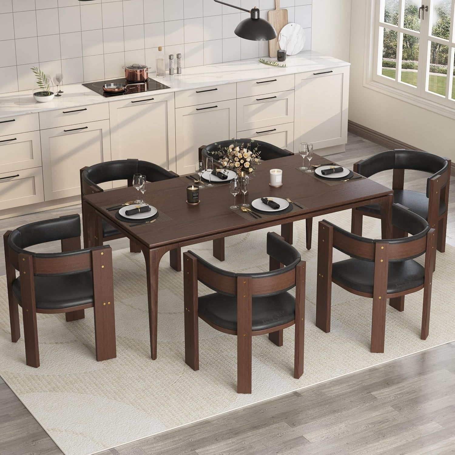 2/4/6/8PCS Modern Dining Chairs - Wooden Kitchen Chairs with Curved ...