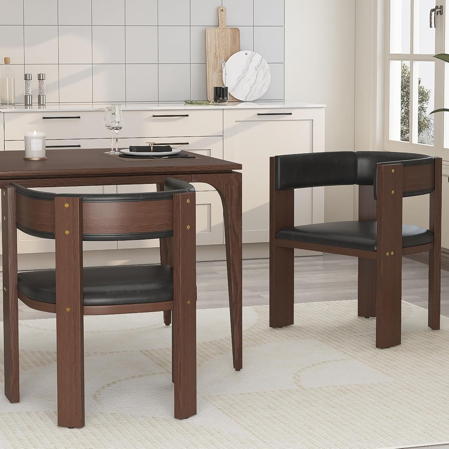 2/4/6/8PCS Modern Dining Chairs - Wooden Kitchen Chairs with Curved ...
