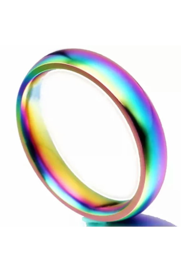 2/4/6/8mm Mystic Rainbow Band Men Women's Titanium Steel Engagement Ring Sz 5-13