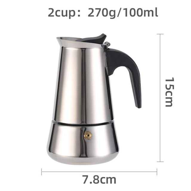 2/4/6/9Cup Induction Coffee Maker Stainless Steel Espresso Maker 100-470ML Mocha Pot Espresso Maker   Kitchen Camping