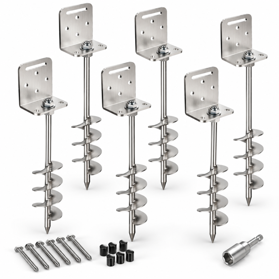 2/4/6 Pack 18" 24" Ground Anchors Screw In Shed Anchor With L Bracket Trampoline Spiral Swingset For Swing Set Mobile Home Fence