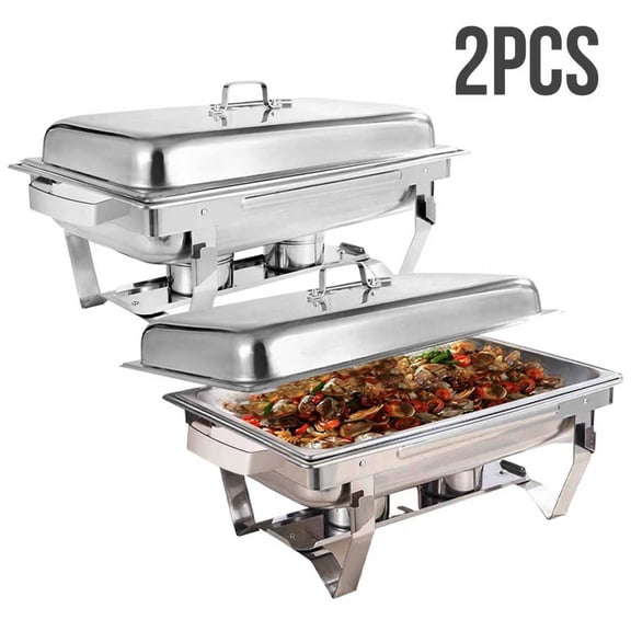 2/4/6 Pack 9QT Stainless Steel Chafing Dish - Rectangular Buffet Warmer with Foldable Frame & Fuel Holder