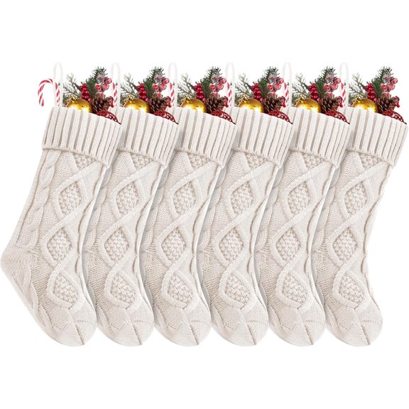2/4/6 Pack Personalized Christmas Stockings, 18 Inches Cable Knitted Xmas Stockings for Family, Xmas Holiday Party Gifts & Decoration for Fireplace