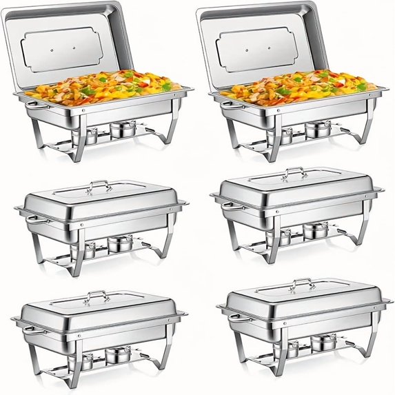 2/4/6 Packs 9QT Full Size Chafing Dish Buffet Set, Stainless Steel Food ...