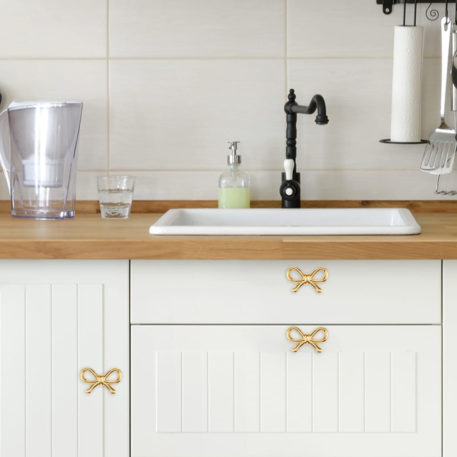 Solid Brass Hardware 2 Pack Brass Bow Knobs For Drawers & Cabinets - Gold  Decorative Pulls With Screws, 2.75" X 1.97" Vintage Style Cabinet Pulls