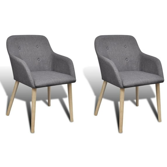 2/4/6 Upholstered Dining Side Chair Oak Frame w/ Armrest Dark Gray