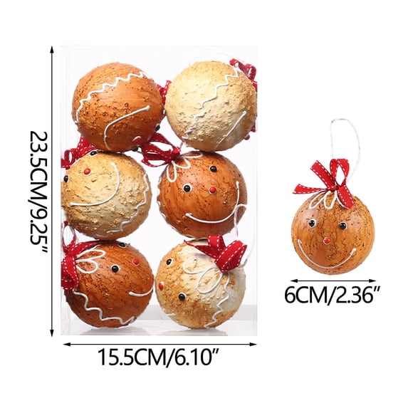 2.4"/60MM Christmas Ball Ornaments,12PCS Shatterproof Christmas Tree Hanging Gingerbread Decorations,for Rustic Farmhouse Home Party Indoor Thanksgiving Xmas Decor.