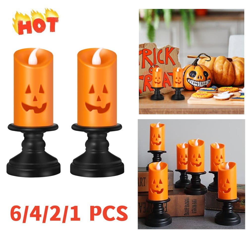2/4/6PCSHalloween Pumpkin Shape Led Light with Button Battery